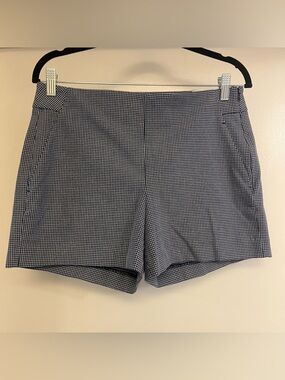 Banana Republic - Side Zip Stretch Shorts - blue/white mini check - size 6